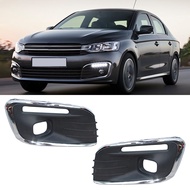 【Get the Perfect Fit】 Car Front Bumper Fog Cover Trims Grille Fog Lamp Frame For Citroen Elysee C-Elysee 2017 2018 2019 High Configuration