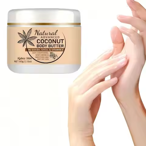 Kubzz Skin Coconut Body Butter 60g– 48H Deep Moisturizing Cream with Cocoa Butter, Shea Butter & Vit