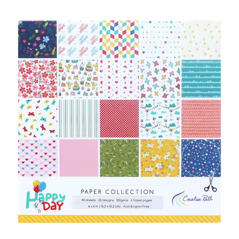 Creative Path Happy Day 6 Inch Scrapbooking Paper Floral Pattern Scrapbook Decorative Paper For Craf