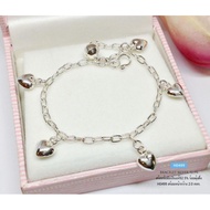 Real Silver Bracelet 92.5% Heart-Shaped Chain Weight 1 Dimes (Thai Work): H0499