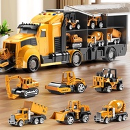 NIPLOOOW Construction Engineering Truck Toy Set, with Game Mat, Carrying Truck Toy Car Set, Suitable