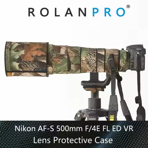 ROLANPRO Waterproof Lens Coat for Nikon AF-S 500mm F/4E FL ED VR Lens Camouflage Rain Cover Lens Pro