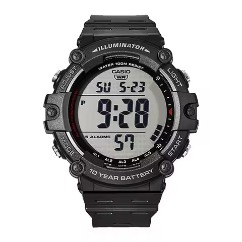 Casio AE1500WH Series | 10-Year Battery | LED Backlight | 5-Alarms | 1/100 Sec Stopwatch | Men's Dig