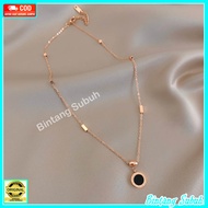 Kalung Rantai Plat Tipis Titanium Gold Liontin Mewah Lapis Emas 24k Anti Karat / Kalung Wanita Liont