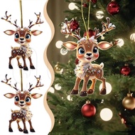 4Pcs Christmas Reindeer Acrylic Pendant - 2D Elk Acrylic Pendant  - DIY Xmas Party Supplies - Christ