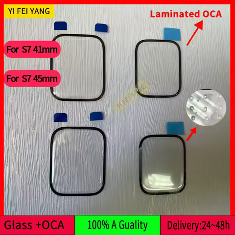 LCD Screen Outer Glass with OCA Glue Panel, Touch Screen, A Quality, 41mm, 45mm, Fit for Apple Watch