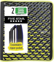 Five Star Zipper Binder, 2 Inch 3-Ring Xpanz Case Binder with Expansion Panel, Removable Pencil Pouc