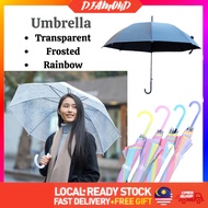 Umbrella Transparent Long Handle Automatic Open Windproof Frosted Trendy Clear Rainbow Rain Payung H