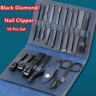 16 Pcs eagle mouth black diamond nail clipper set decoration foot knife manicure tool Pengetip Kuku 