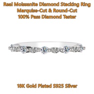 Real Moissanite Marquise-cut Diamond Stacking ring 18K Gold Plated S925 Sterling Silver women ring