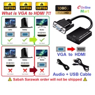1080p Full HD VGA to HDMI Converter with Audio VGA to HDMI Adapter Cable
