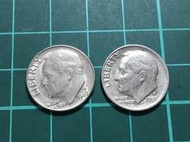 美國硬幣 錢幣！1980年、1981年10美分！二枚合拍！⋯⋯P1631