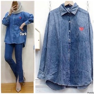 KEMEJA Cdg Denim Woman SHIRT - CDG embroidered Denim Women's SHIRT