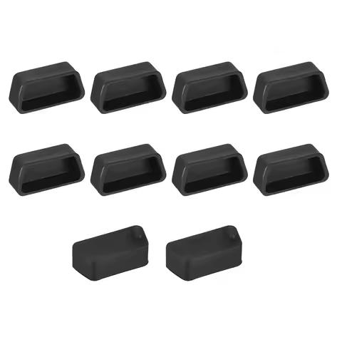 10pc Silicone VGA Port Anti-Dust Stopper Cap Cover Black 16.5x7.5x6.5mm Overall Size Dust Plug Port 