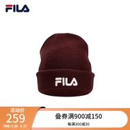 斐乐（FILA） FILA 斐乐官方针织帽男女同款2022冬季新款时尚简约保暖毛线帽子 玫瑰酒红-WI XS
