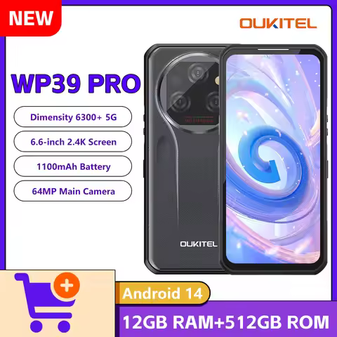 Oukitel WP39 PRO Rugged Smartphone Android 14,11000mAh,Dimensity 6300+ 5G,12GB+512GB,6.6"2.4K Screen