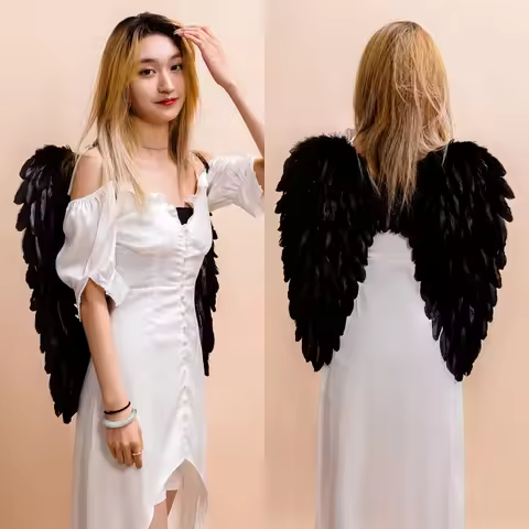 Children Adult Feather Angel Wing White Black Red Pink with Elastic Straps Costume Props