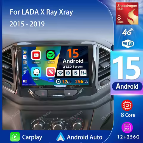 Qualcomm Android 15 wifi+4G Carplay AUTO Car Radio For LADA X Ray Xray 2015- 2019 Navigation GPS Vid