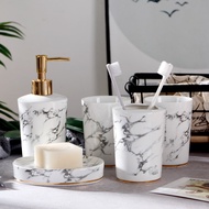 ✉✑ Wedding Set Marble Texture Ceramic Bathroom Accessories Set Bathroom Kit Toothbrush Holder Soap Dispenser Bathroom Tray So