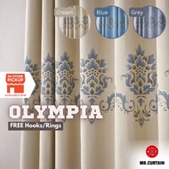 MR.CURTAIN Olympia Langsir Blackout Siap Jahit Bunga Cangkuk & Ring / Ready Made Curtain Hook Ring