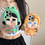 Cute 3D Frog Crying Again Series Crybaby for iPhone 17 15 16 14 13 Pro Max Mobile Phone Case Soft Si
