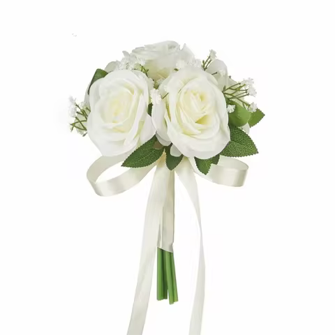 Bridal Holding Flower Bridal Bouquet Artificial Roses Silk Flowers Wedding Bridesmaid Bouquet Artifi