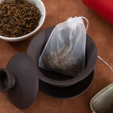 6x8/7x9/8x10/8x12cm 50pcs Transparent Nylon Tea Bags Reusable Tea Filter Bags for Spice Tea Infuser