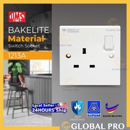 1PC UMS 1213A 13A Bakelite Switch Socket Sirim Approved Socket Wall Plug Soket Plug Dinding Bakelite