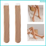 Alia Striped Thigh  Socks Slipper Socks Winter Warm Over The Knee Fuzzy Socks