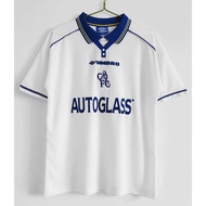 1998_00 Chelsea Away Thai Edition Retro Collar Jersey Football Soccer White Cheslea Jersey 22 23 Home Away Umbro Training Kit Baju Lelaki Berkolar Polo Shirt Short Sleeve