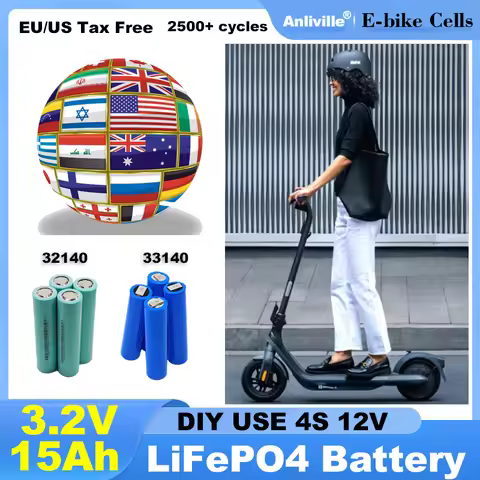 New 3.2V 32140/33140 LiFePO4 Battery 15Ah 5C High Power for DIY 4s 8s 12v 24v E-Motorcycle scooter f