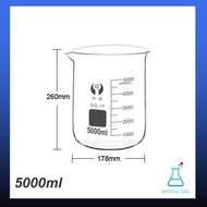 บีกเกอร์ Beaker บีกเกอร์แก้ว Glass Beaker (Borosilicate Glass) ขนาด 2000 3000 5000 ml อุปกรณ์การเรีย