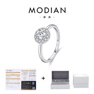 Modian Ultra-blinding Moissanite 50 คะแนนแหวนผู้หญิง S925 เงินสเตอร์ลิงคลัสเตอร์-ชุดหรูหราคู่ของขวัญ