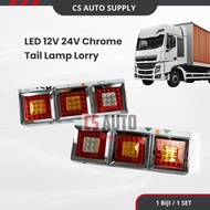 Led 24v Chrome Tail Brake Lamp Light Red Yellow White Lampu Belakang Lori Treler Brek