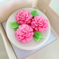 [Less Sweet Veg] Jelly Agar Flower Cake, Longevity peach bun, Floral designs
