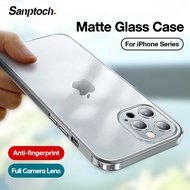Sanptoch Matte Glass Clear Case For iPhone 11 / 12 / 13 / 14 Pro Max Full Camera Lens Phone Cover For iPhone 14 Plus Transparent Shockproof Protective Casing