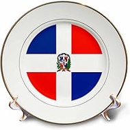 3dRose cp_28241_1 Dominican Flag-Porcelain Plate, 8"