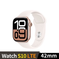 Apple Watch S10 GPS+LTE 42mm 玫瑰金色鋁錶殼配淡胭粉色運動錶帶ML