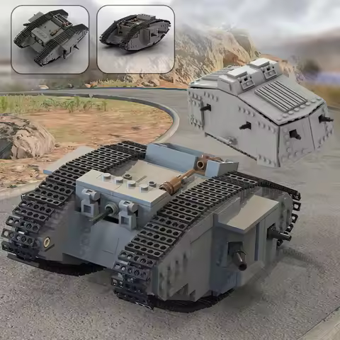 MOC WW1 Germany Military A7V Combat Tank Building Blocks Set Mark IV Male and Black Heavy Tank War V