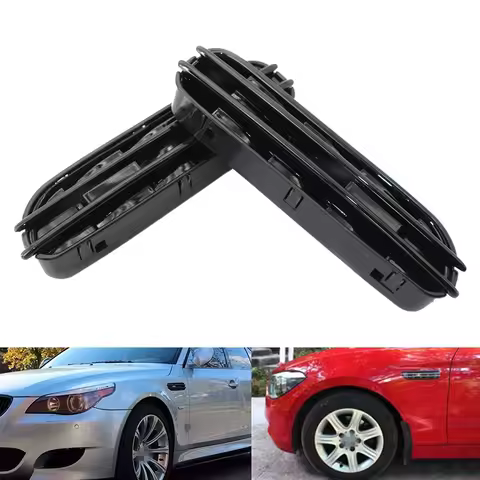 2 Pcs M5 Side Fender Air Flow Vents Grille Grill For-BMW E60/E61 E39 M5 Glossy Black