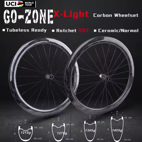 1215g X-Light 700c Road Carbon Wheelset Disc Brake Sapim CX Ray / Pillar R252sl 60T Ratchet Steel TP