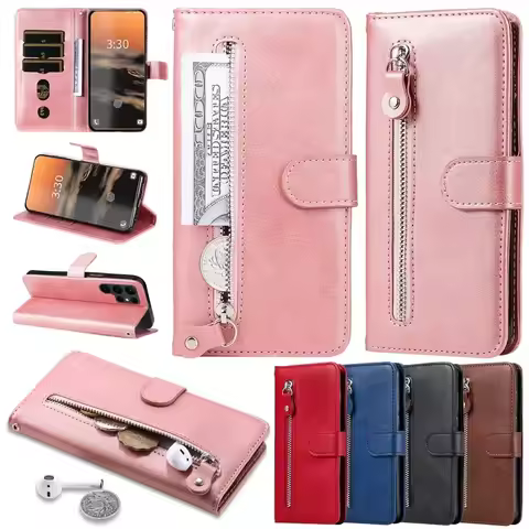 Leather Zipper Flip Wallet Case For Samsung Galaxy M35 A05 A05S A06 A16 A13 A14 A23 A33 A52S A70 A71