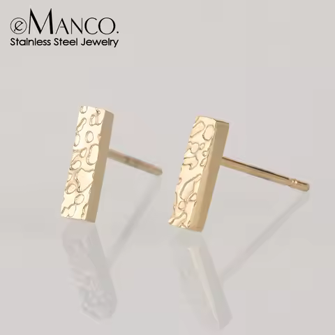 eManco Trendy Small Geometric Stud Earrings for Women Cool Tiny Stainless Steel Square Earings Fashi