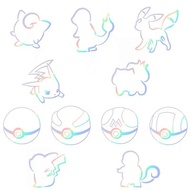 Pokémon Pikachu Jenny Turtle Little Fire Dragon Fat Ding Hollow Laser Sticker Triangle Window Sticke