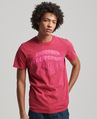 Superdry Psych Rock Script T-Shirt - Beetroot Pink