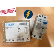 HAGER CC216B 16A 2 POLE 10mA RCCB ELCB : RCCB for water heater