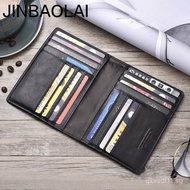 JINBAOLAI Vintage Cowhide Boarding Pass Holder Genuine Leather Passport Case Passport Book Leather W