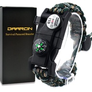 Survival Paracord Bracelet,Fire Starter,Waterproof SOS Light, Compass, Whistle, Adjustable AK87 20 i