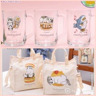 台灣直送🍄正版🌟Mofusand 布袋 兩用袋 斜背袋  手提袋 斜孭袋 玻璃杯 杯 2 way bag 7-11 代購 帆布袋 鯊魚貓