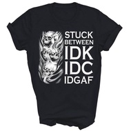 Stuck Between Idk Idc Idgaf Skull Unisex Shirt Gift